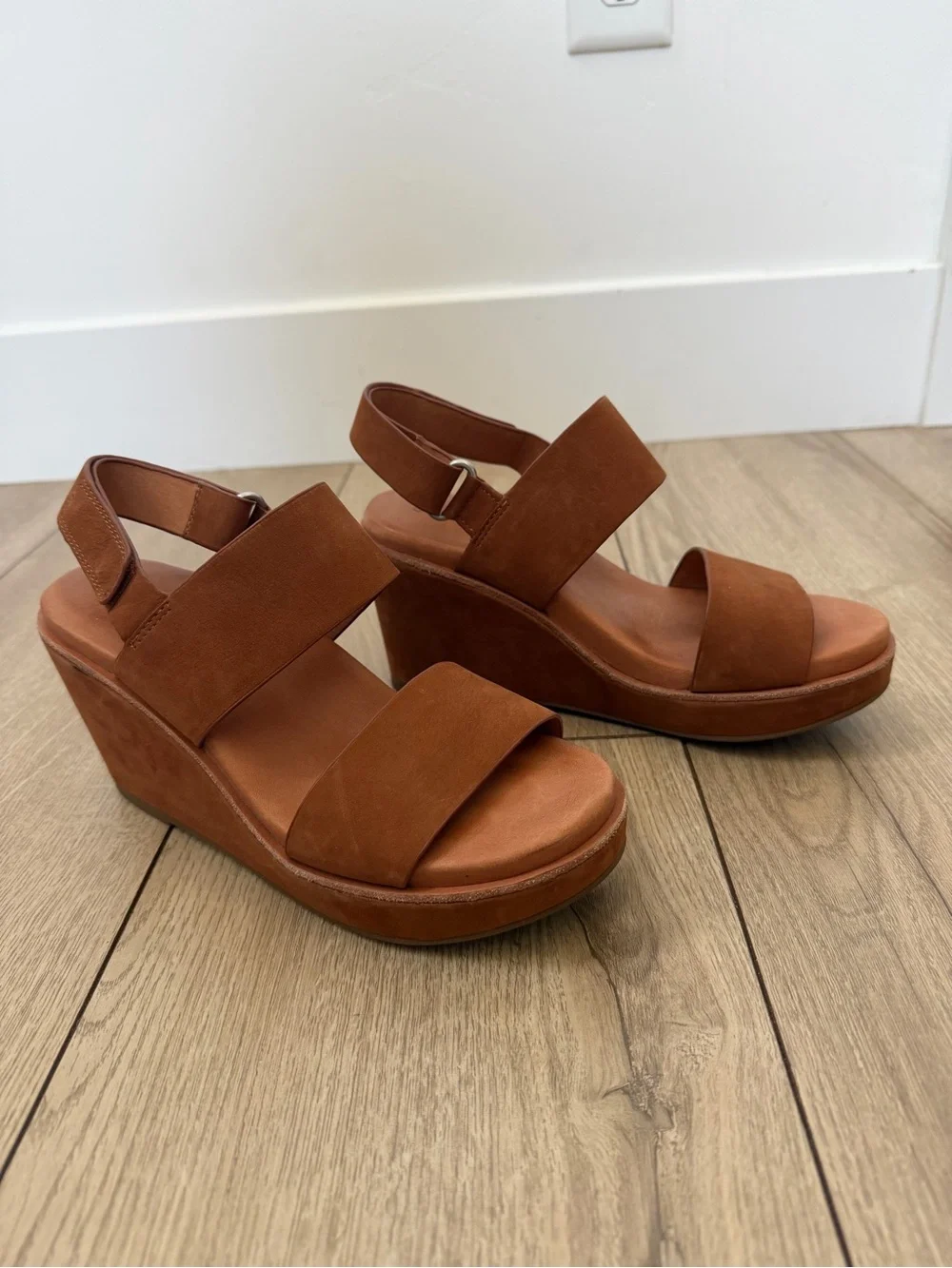 gentle souls Cognac Brown Wedge Sandals